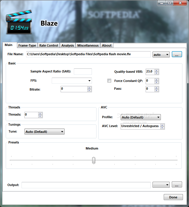 Blaze screenshot 1 - The main window of Blaze enables you to select the file to use.