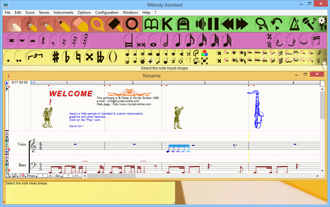 Melody Assistant screenshot 1 - This is the main window of Melody Assistant, where you can write your music.