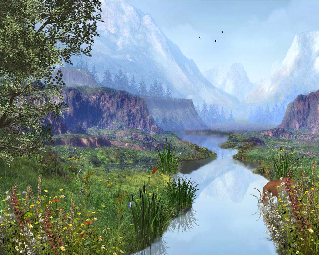 Mountain range beautiful of Mountain River Animated Wallpaper can create 