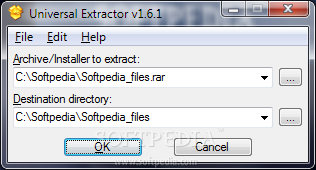 Universal Extractor screenshot 1 - The application can extract the data wrapped in an RAR file and you can set the destination directory.