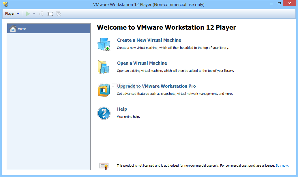 Imagen 1 de VMware Player - Thi sis the main window of VMware Player where you can choose the action you want to perform