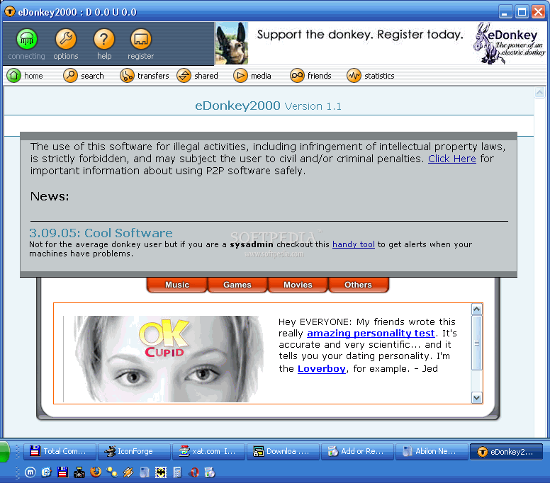 Capture d'écran de eDonkey 2000 1.4.6